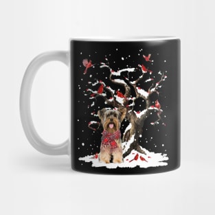 Yorkshire Terrier Scarf Cardinal Snow Christmas Mug